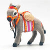 Charming Black Donkey Figurine with Colorful Striped Harness And Jingle Bell - Indoor Home Or Office Desk Decorative Statue for