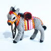 Charming Black Donkey Figurine with Colorful Striped Harness And Jingle Bell - Indoor Home Or Office Desk Decorative Statue for