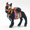 Charming Black Donkey Figurine with Colorful Striped Harness And Jingle Bell - Indoor Home Or Office Desk Decorative Statue for