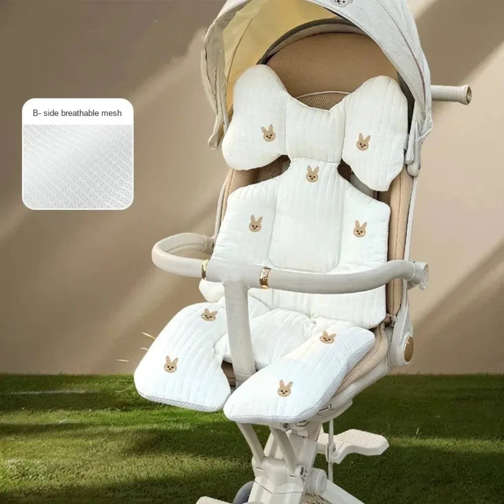 Comfort Soft Stroller Seat Cushion Skin-friendly Cute Baby Pram Cushion Infant Bear Embroidery Seat Liner Pad