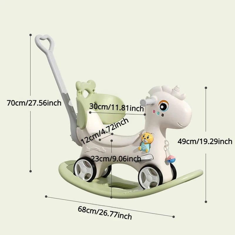 Rocking Horse for Toddlers Baby Rocking Toy Fun Birthday Christmas Gift for Kids Ride on Toy Balance Bike with Push Handle