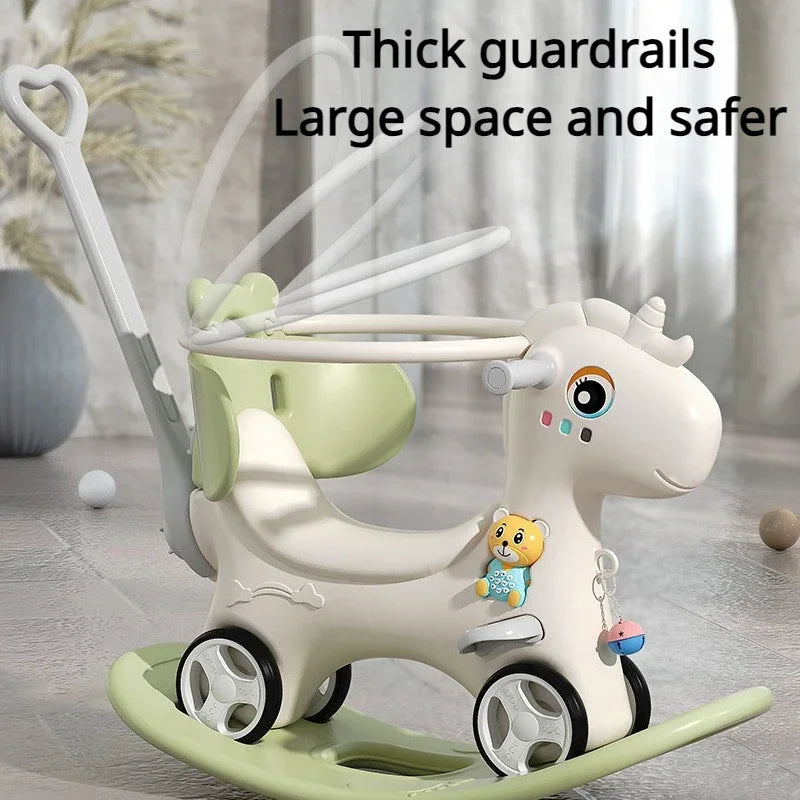 Rocking Horse for Toddlers Baby Rocking Toy Fun Birthday Christmas Gift for Kids Ride on Toy Balance Bike with Push Handle