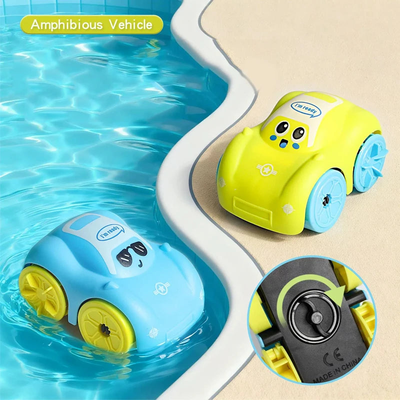 Baby Bath Toys Amphibious Cars Bathroom Floating Clockwork Toy Car Children Bathing Cartoon Swimming Water Playing Toy for Kids