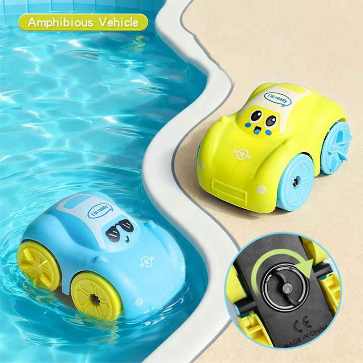 Baby Bath Toys Amphibious Cars Bathroom Floating Clockwork Toy Car Children Bathing Cartoon Swimming Water Playing Toy for Kids