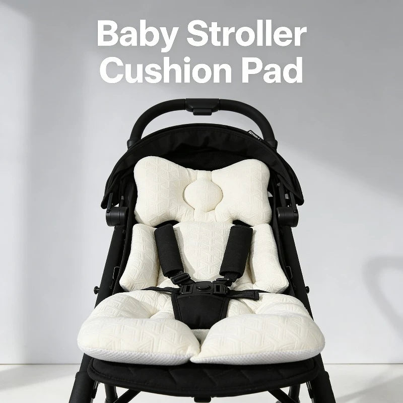 Baby Seat Cushion Soft Cotton Cushion with Embroidered Backrest for Baby Strollers Shopping Carts and Outdoor Activities