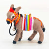 Charming Black Donkey Figurine with Colorful Striped Harness And Jingle Bell - Indoor Home Or Office Desk Decorative Statue for
