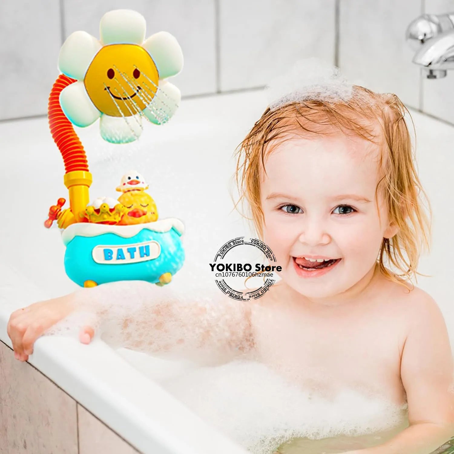 Baby Bath Toys Bath Shower for Toddler 4 in 1 Bathtub Toy with Sunflower Shower 3 Water Spray Sprinkler BathTub Toys for Baby