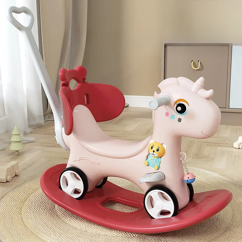 Rocking Horse for Toddlers Baby Rocking Toy Fun Birthday Christmas Gift for Kids Ride on Toy Balance Bike with Push Handle