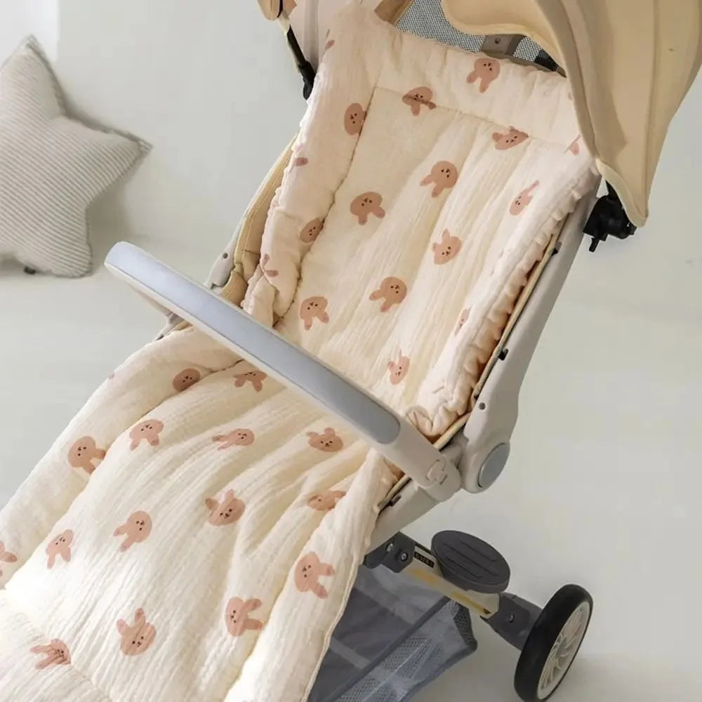 Comfortable Cartoon Baby Stroller Cushion Rabbit Rainbow Trolley Mattress Flower Cotton Baby Seat Cushion Car Seat