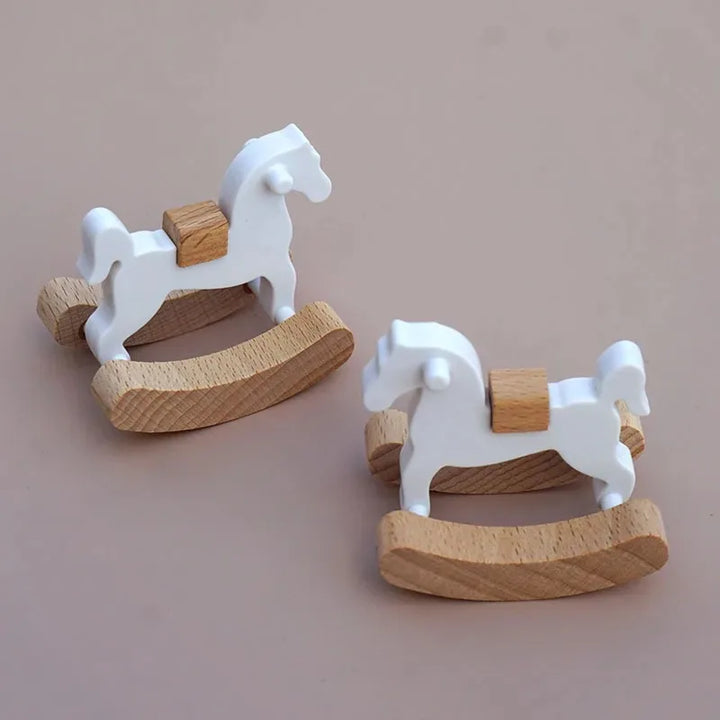 Dollhouse Wooden Horse Rocking Horse 1:12 Dollhouse Ornaments Mini Wooden Horse Model Fairy Garden Doll Decorative Accessories