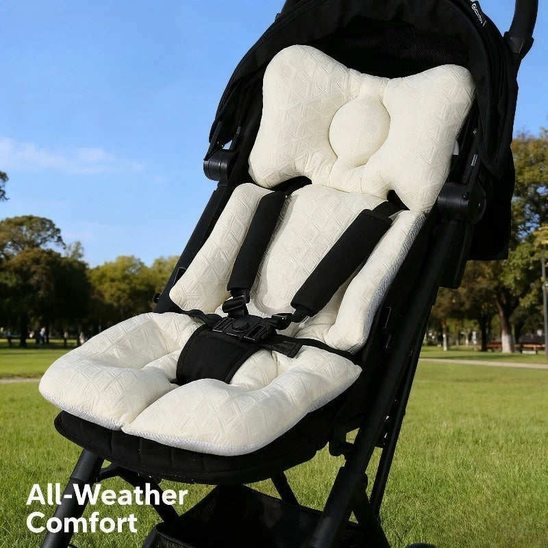 Baby Seat Cushion Soft Cotton Cushion with Embroidered Backrest for Baby Strollers Shopping Carts and Outdoor Activities