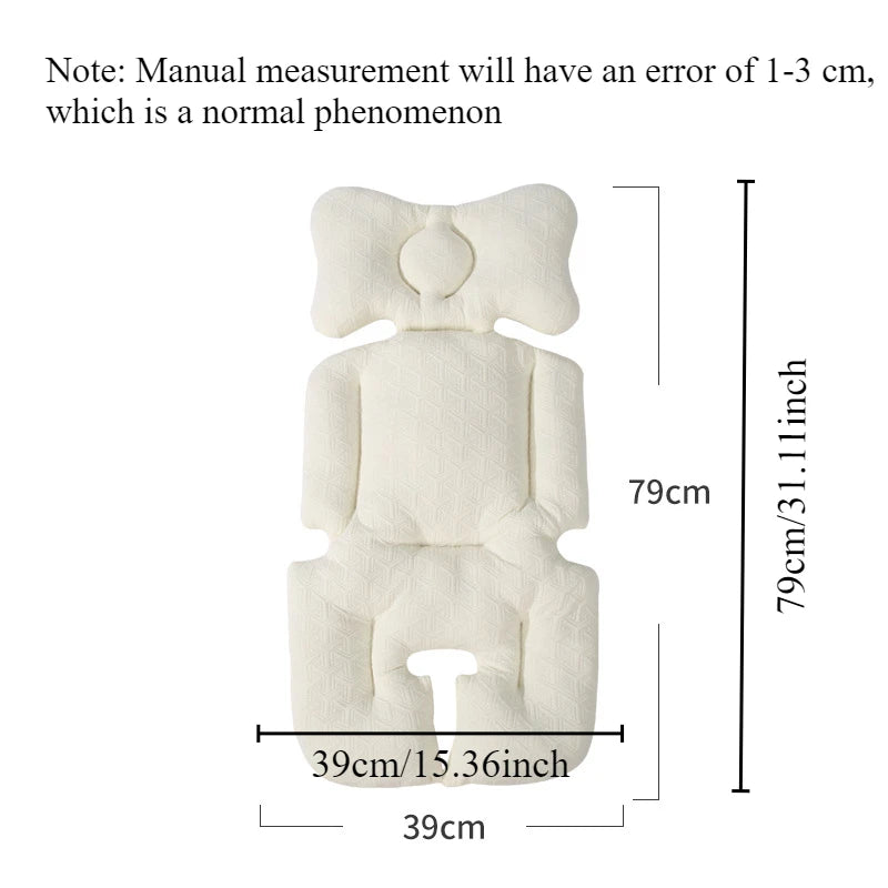 Baby Seat Cushion Soft Cotton Cushion with Embroidered Backrest for Baby Strollers Shopping Carts and Outdoor Activities