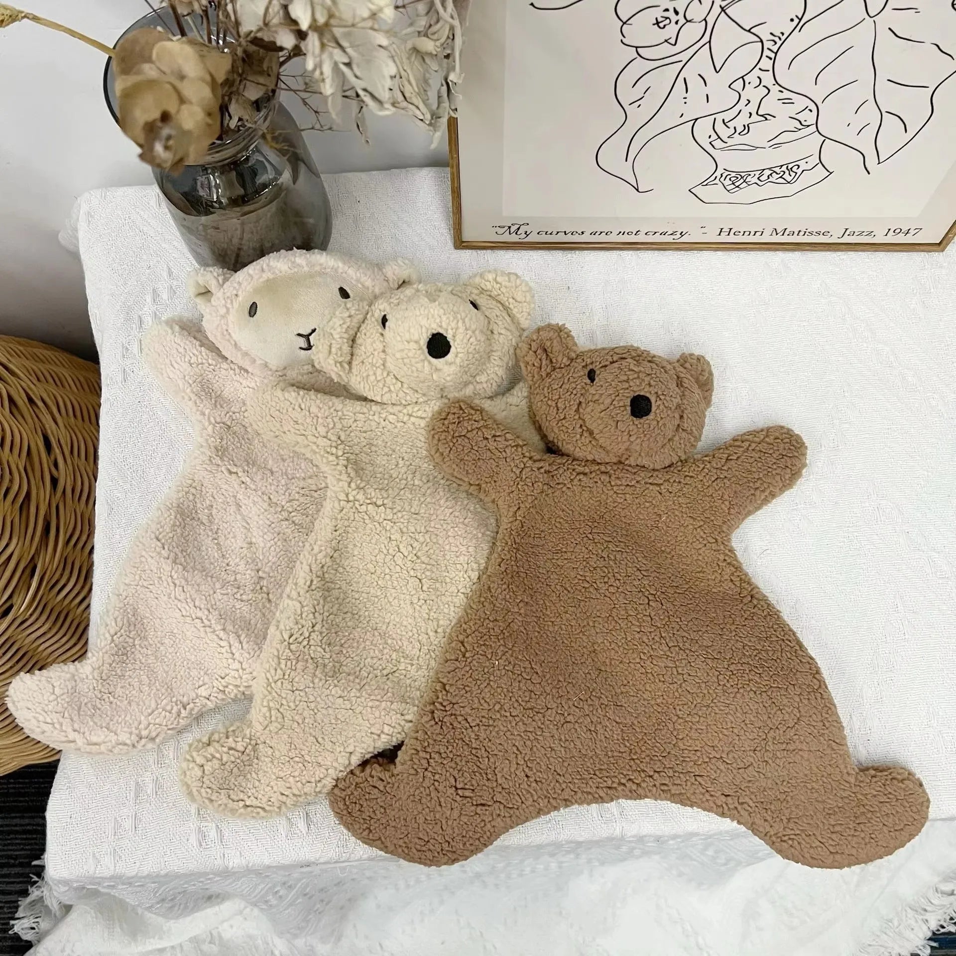Cute Bear Baby Comfort Towel Comforter Blanket Soft Newborn Sleeping Dolls Kids Sleep Toy Soothe Appease Towel Bibs