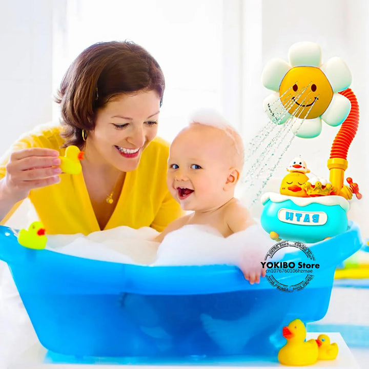 Baby Bath Toys Bath Shower for Toddler 4 in 1 Bathtub Toy with Sunflower Shower 3 Water Spray Sprinkler BathTub Toys for Baby