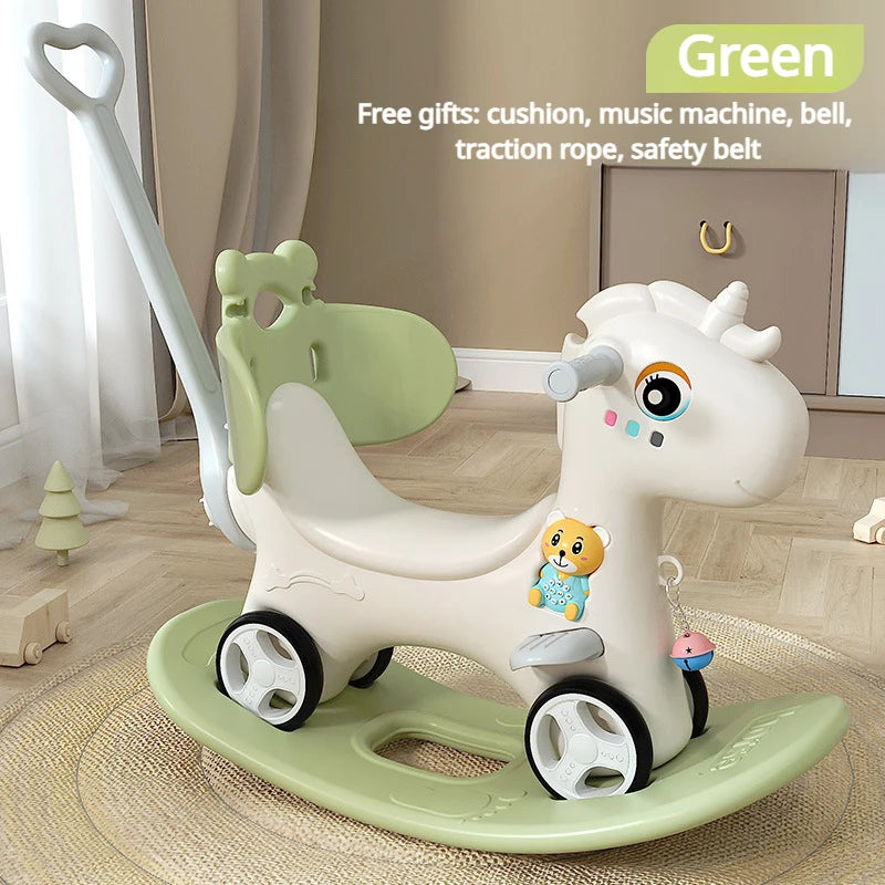 Rocking Horse for Toddlers Baby Rocking Toy Fun Birthday Christmas Gift for Kids Ride on Toy Balance Bike with Push Handle