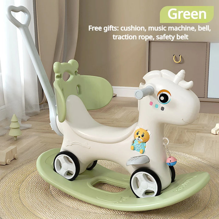 Rocking Horse for Toddlers Baby Rocking Toy Fun Birthday Christmas Gift for Kids Ride on Toy Balance Bike with Push Handle