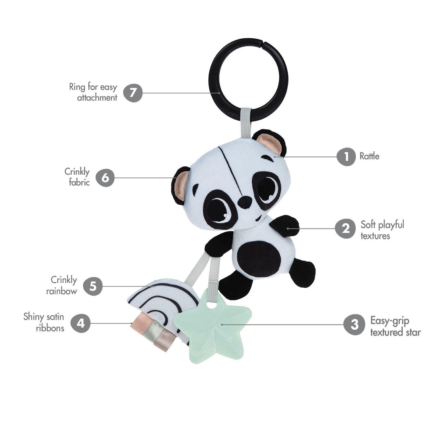 Black & White Panda Take Along Rattle Toy
